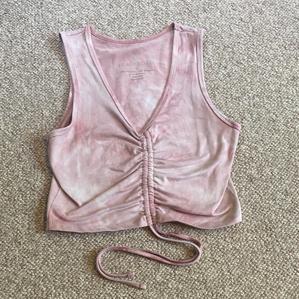 Trendy Pink Ruched Crop Top